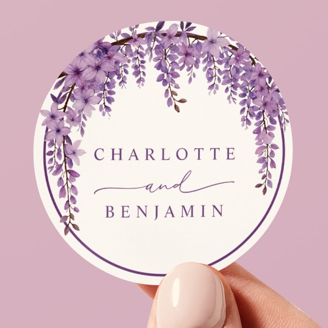 Sticker Rond Arched Wisteria Branch Floral Garden Wedding (Créateur téléchargé)