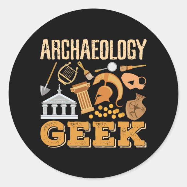 Sticker Rond Archéologie Professeur Geek Professeur Étudiant Ar (Devant)