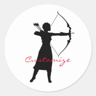 Sticker Rond Archer Femme Silhouette Thunder_Cove