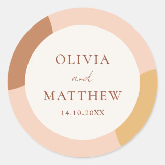Sticker Rond Arches de mariage élégants, minimalistes, colorés,