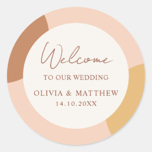 Sticker Rond Arches de mariage rétro bohème colorées de bienven