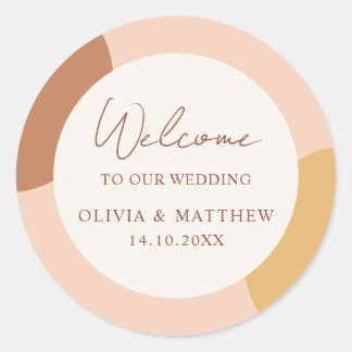 Sticker Rond Arches de mariage rétro bohème colorées de bienven