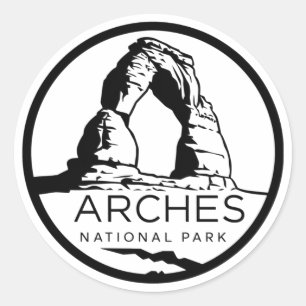 Sticker Rond Arches Parc national Emblem noir