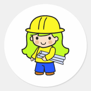 Sticker Rond Architecte Girl 2