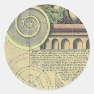 Sticker Rond Architecture Ancienne ; Volute de Chapiteau par Vi