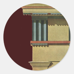 Sticker Rond Architecture Classique Vintage, Entablement de Tem
