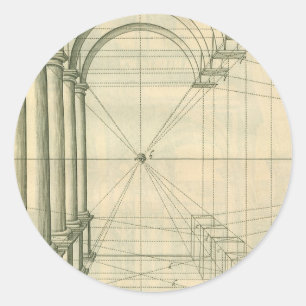 Sticker Rond Architecture Vintage, Arches Colonnes Perspective