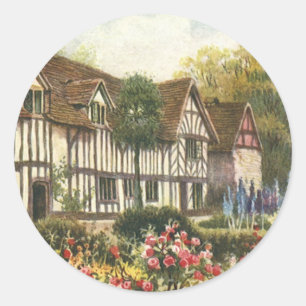 Sticker Rond Architecture vintage Jardin Formel Anglais Cottage