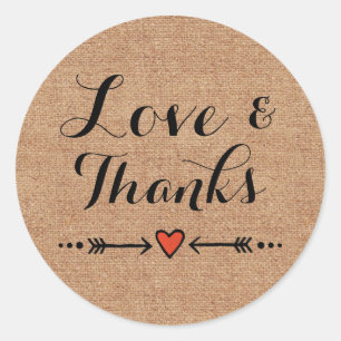 Sticker Rond Arcs et amoureux roses Burlap Aimer & Merci