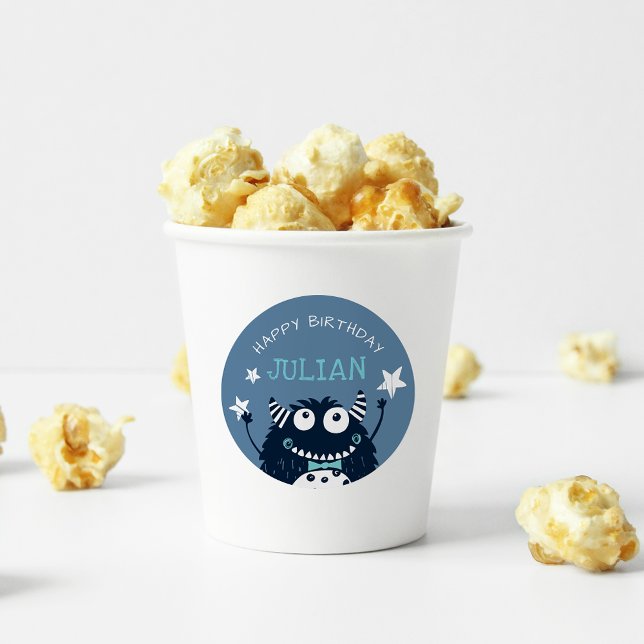 Sticker Rond Ardoise | Petit Monster Anniversaire de enfant per (Créateur téléchargé)