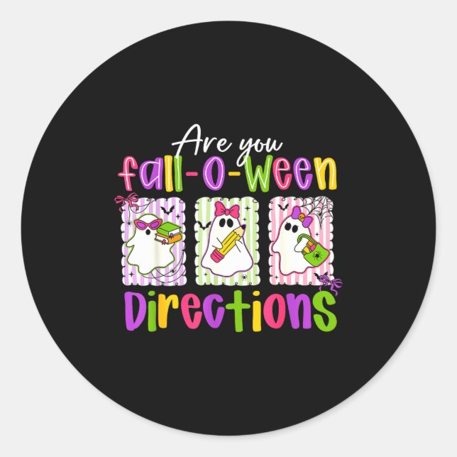 Sticker Rond Are You Fall-o-ween Directions Soky Cute Ghost Tea (Devant)