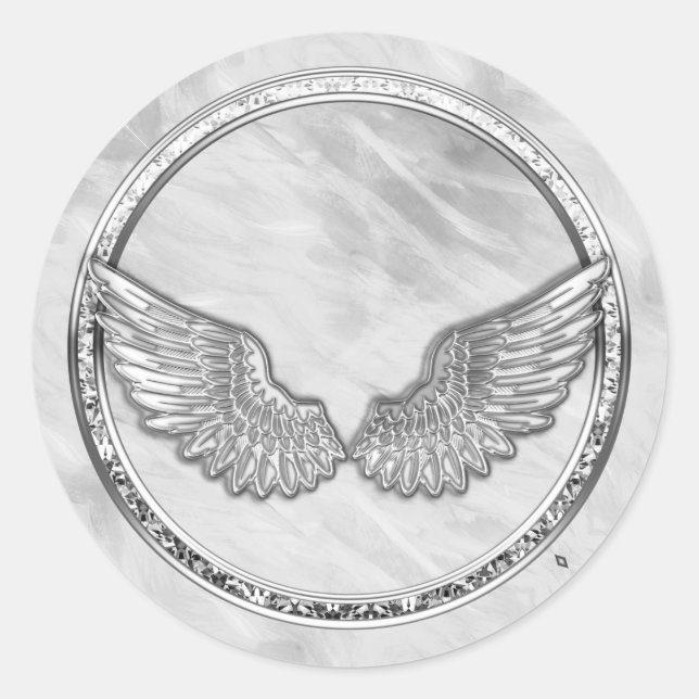 Sticker Rond Argent Angel ailes Classic Round (Devant)