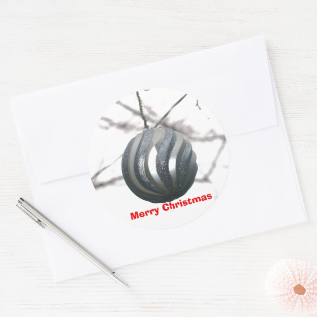 Sticker Rond Argent de Noël (Enveloppe)