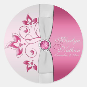 Sticker rond argent et rose de 1,5 po