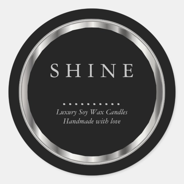 Sticker Rond Argent métallique et noir (Devant)