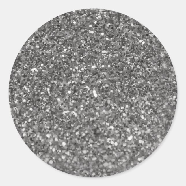 Sticker Rond Argent Métallique Simple Faux. (Devant)