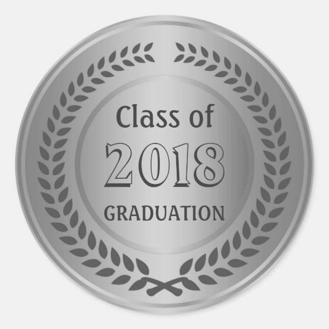 Sticker Rond Argent noir Laurel couronne Graduation (Devant)