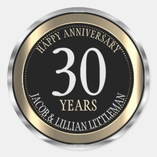 Sticker Rond Argent, Or et Noir - Anniversaire - 00 ans
