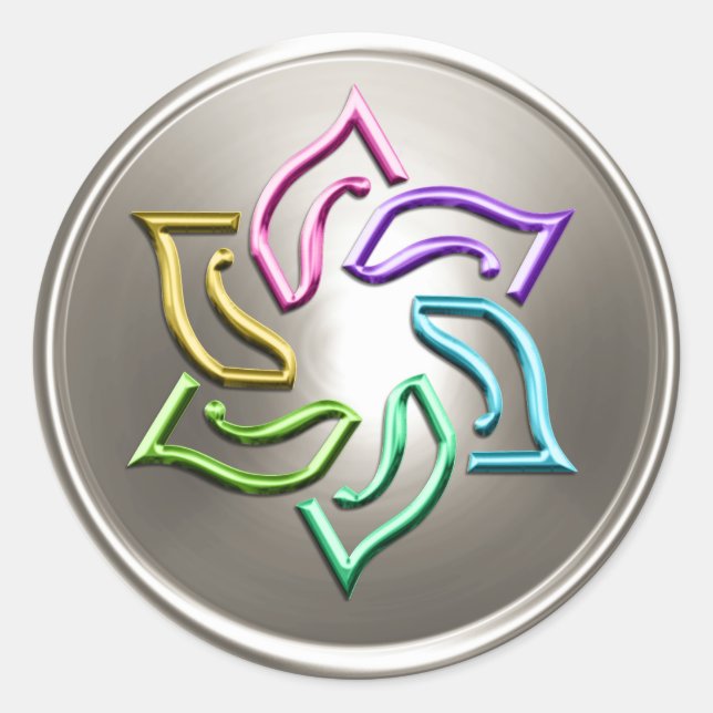 Sticker Rond Argent Rainbow Star de David Enveloppe Seal (Devant)