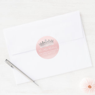 Sticker Rond Argent rose clair - Enveloppe de l'adresse de reto
