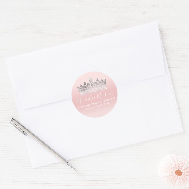 Sticker Rond Argent rose clair - Enveloppe de l'adresse de reto (Enveloppe)