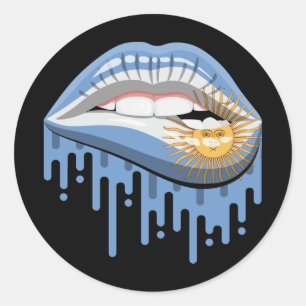 Sticker Rond Argentine lèvres drapeau de la racine de fierté