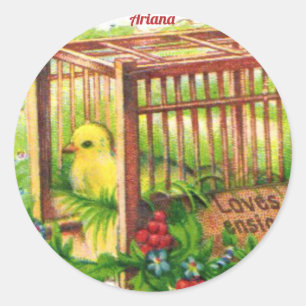 Sticker Rond ARIANA ~ EASTER CHICK ~ Sweet Cute Art Vintage