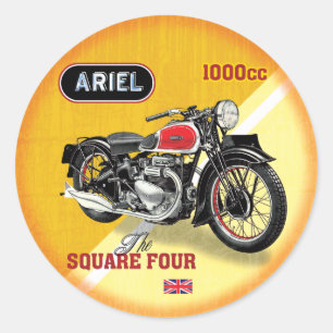 Sticker Rond Ariel Carré Quatre motocyclettes vintages