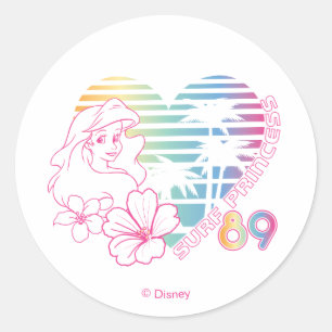 Sticker Rond Ariel Surf Princess 89 Cœur Tropical