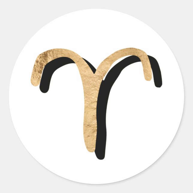 Sticker Rond Aries astrologie symbole zodiaque or noir (Devant)
