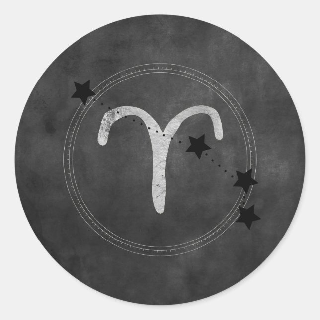 Sticker Rond Aries Ram constellation zodiaque étoiles noir arge (Devant)