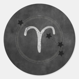 Sticker Rond Aries Ram constellation zodiaque étoiles noir arge