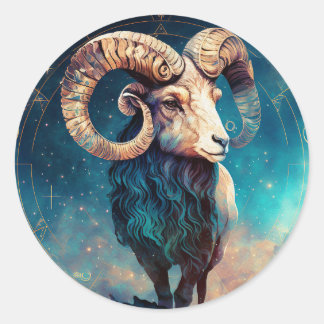 Sticker Rond Aries Zodiac Graphic