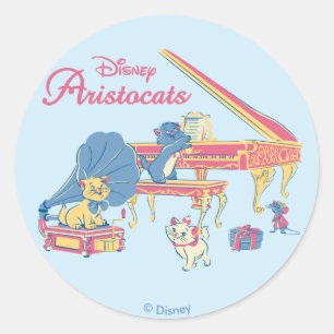 Sticker Rond Aristocats au piano