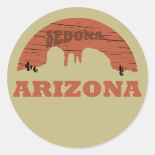 Sticker Rond Arizona sedona paysage vintage az retro