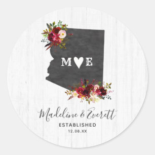 Sticker Rond Arizona State Destination Russe Monogram Mariage