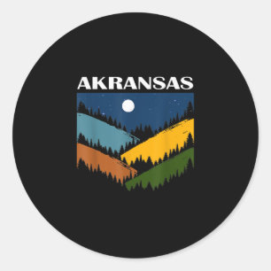 Sticker Rond Arkansas Souvenir Randonnée Monts ciel nocturne