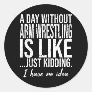 Sticker Rond Arm Wrestling drôle cadeau sport