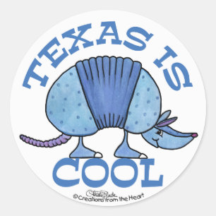 Sticker Rond Armadillo Blue-Texas est Cool