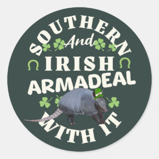 Sticker Rond Armadillo irlandais du sud Jour de la Saint Patric