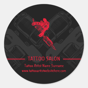 Sticker Rond Arme minimaliste moderne tatouage noir et rouge