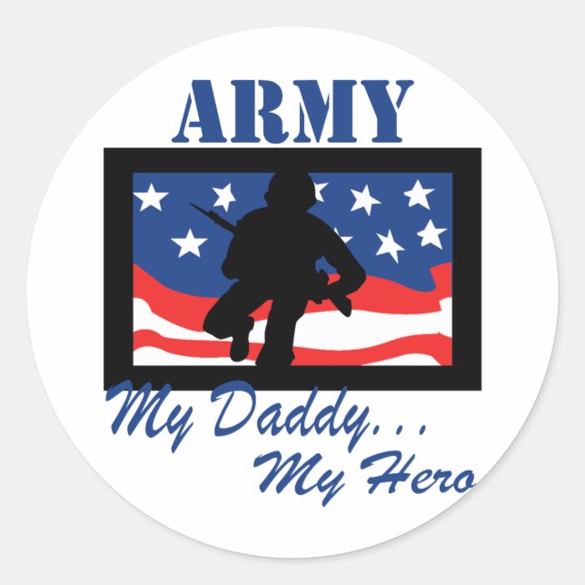 Sticker Rond Armée mon papa mon héros (Devant)