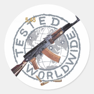 STICKER ROND ARMÉE RARE AK-47 RUSSE KALASHNIKOV GUN MILITAIRE