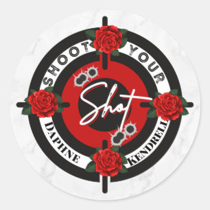Sticker Rond Armes à feu ou Roses Révélation de genre   Tirer v