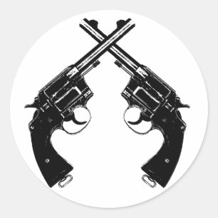 Sticker Rond Armes à feu Vintages en noir