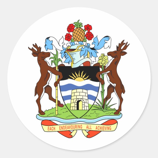 Sticker Rond Armoiries d'Antigua-et-Barbuda (Devant)