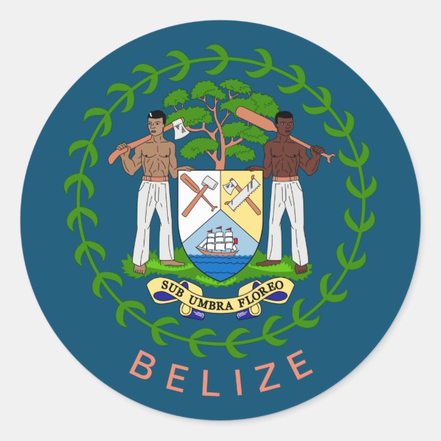 Sticker Rond Armoiries de Belize (Devant)