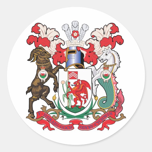 Sticker Rond Armoiries de Cardiff (Devant)