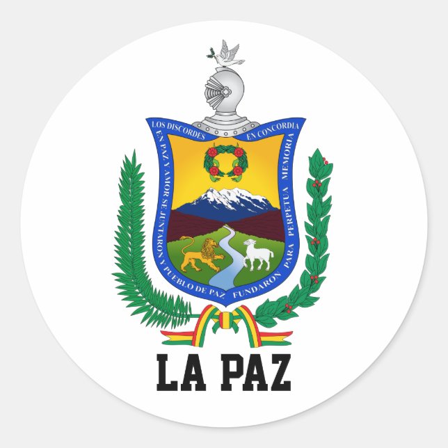 Sticker Rond Armoiries de La Paz, Bolivie (Devant)