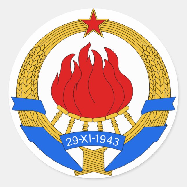 Sticker Rond Armoiries de la Yougoslavie (1945-1992) (Devant)